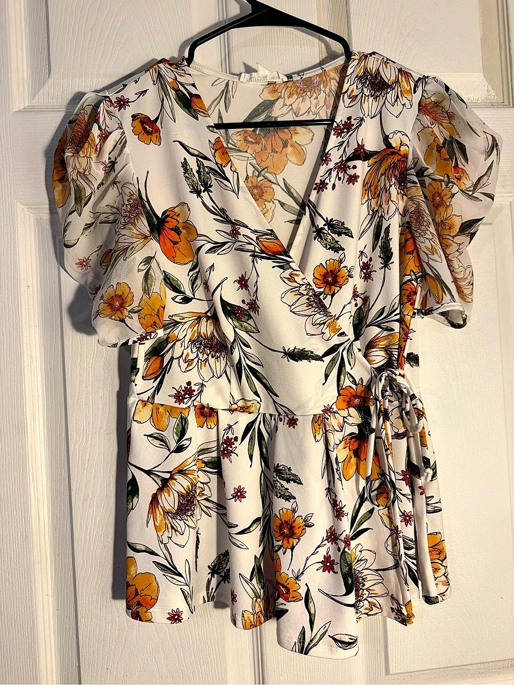 Perception Concept Floral Mini Dress in White & Orange Size Small
